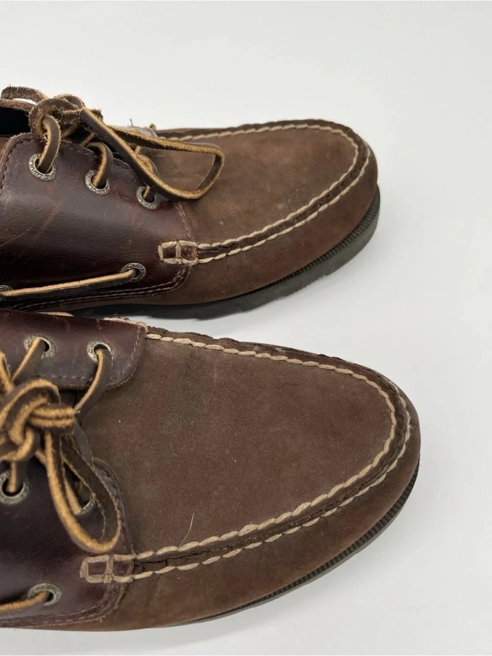 CLARKS Men's Shoes Size 10 M Active Air Brown Leather Boat Lace-Up Dock Shoes